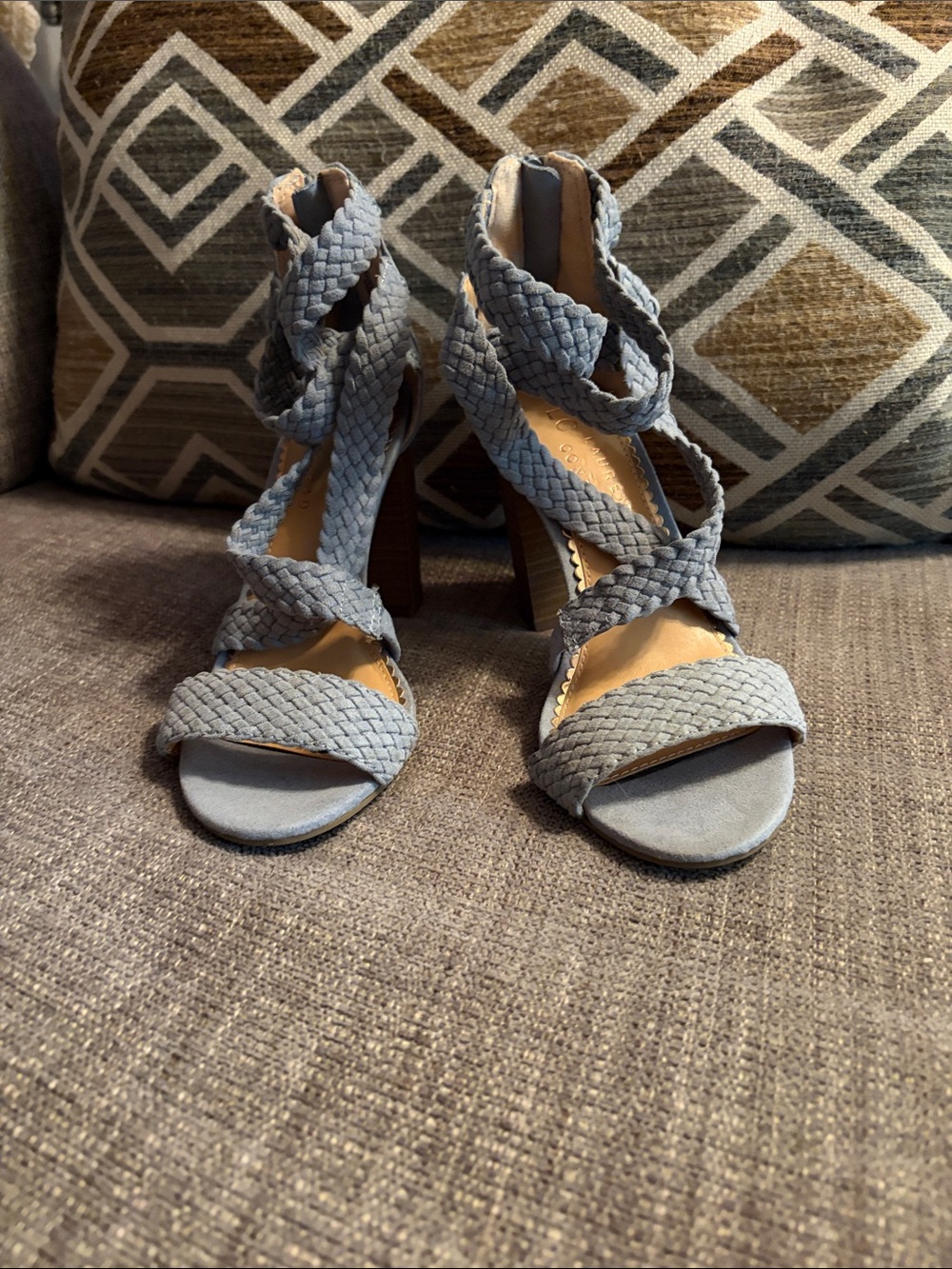 LC Lauren Conrad Braided Strappy Heels - Blue Women's Sandals Size 5 NWOT